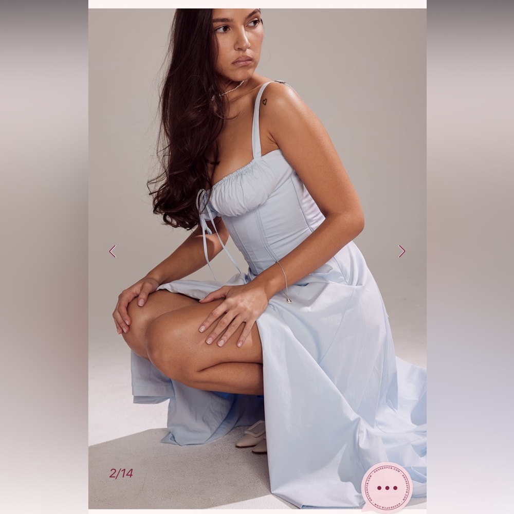 House of cb Carmen Pale Blue Corset Midi Dress